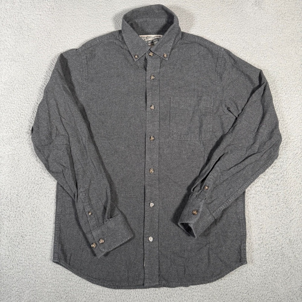 Schott Bros Shirt Mens Medium Gray Button Down Flannel Outdoor Casual Pocket